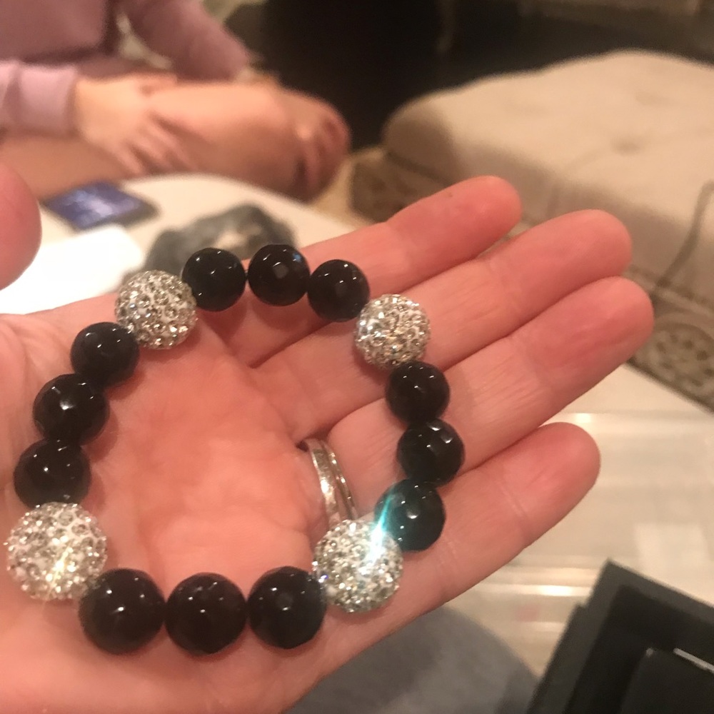 Black onyx and faux crystal ball beads